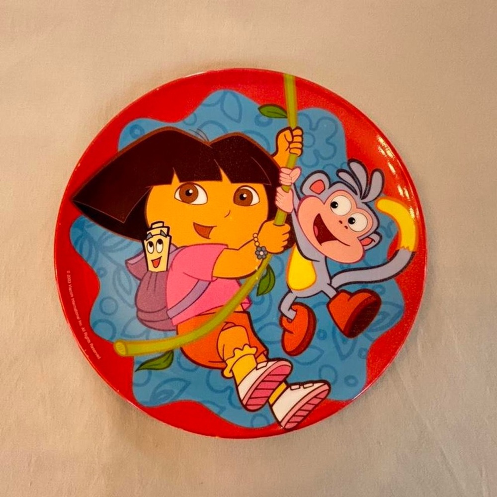 Vintage Y2K Kidcore Red Dora the Explorer & Boots Red Melamine Kid’s Plate